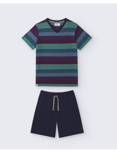 Pijama corto de punto de hombre a rayas Biel