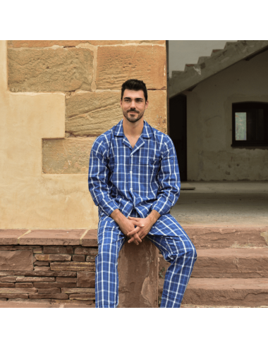 Men's buttoned shirt collar long pajamas - Giulio classic pajamas set