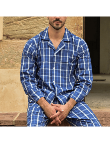 Men's buttoned shirt collar long pajamas - Giulio classic pajamas set