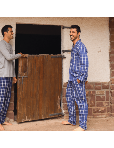 Men's buttoned shirt collar long pajamas - Giulio classic pajamas set
