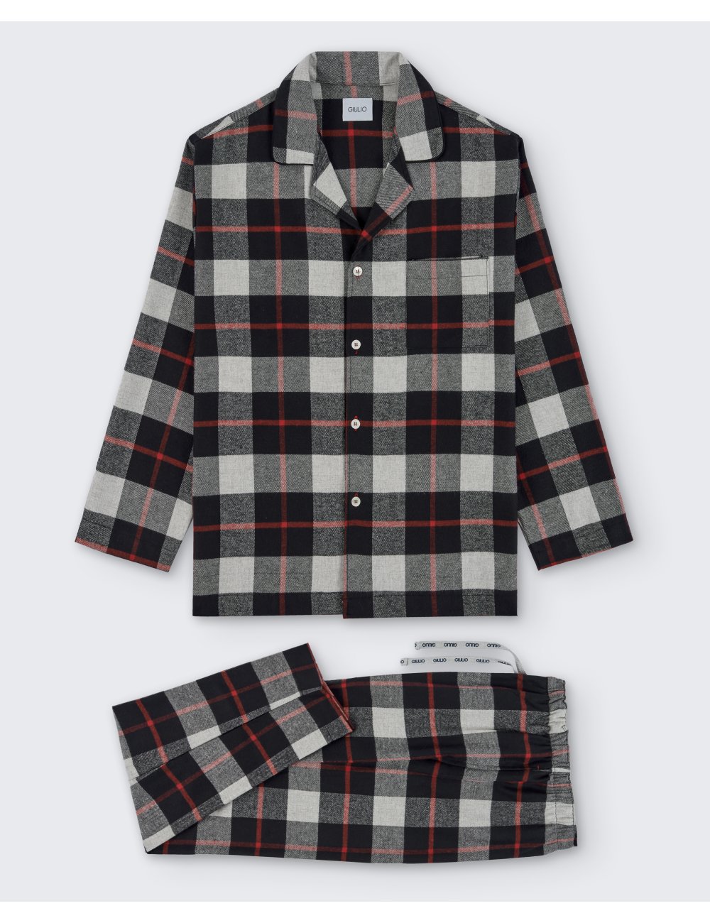 Men's flannel buttoned shirt collar long pajamas - Giulio classic pajamas set Hug Men's flannel buttoned shirt collar long pajamas - Giulio classic pajamas set Hug