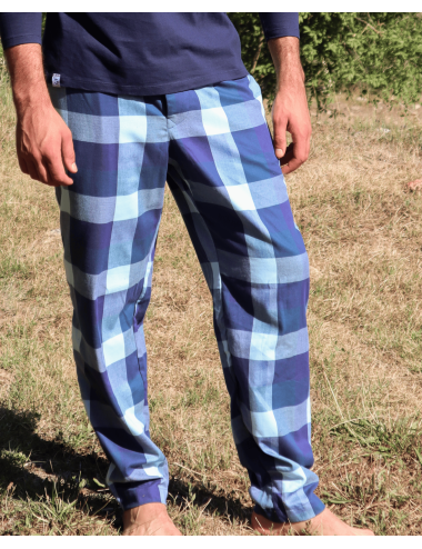 Pantalón largo de hombre a cuadros en rojo estilo escocés - Pantalón de estar por casa Mauri