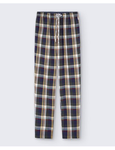 Pantalón largo de pijama de hombre de franela a cuadros multicolor - Pantalón de pijama Tremp
