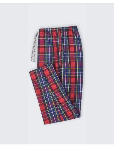 Pantalón largo de hombre a cuadros en rojo estilo escocés - Pantalón de estar por casa Didac