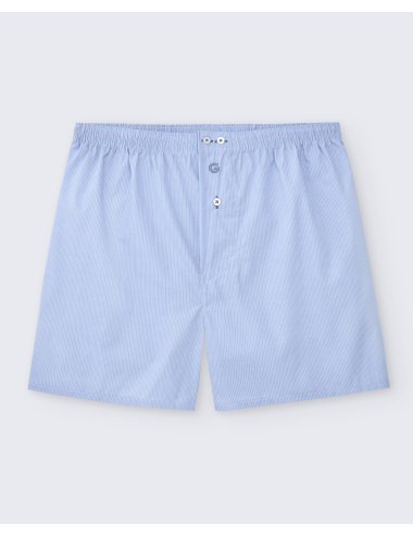 Bóxer de tela básico para hombre de finas rayas celeste y blanco - Bóxer Brisa