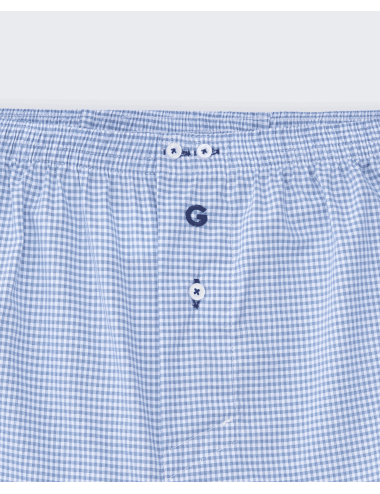 Bóxer de tela básico para hombre de finos cuadros vichy celeste y blanco - Bóxer Duncan