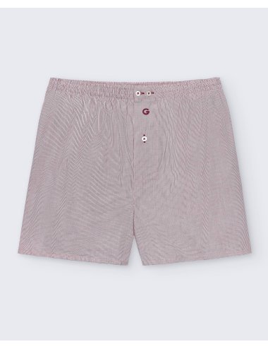 Bóxer de tela básico para hombre a cuadros en rojo y blanco - Boxer vent