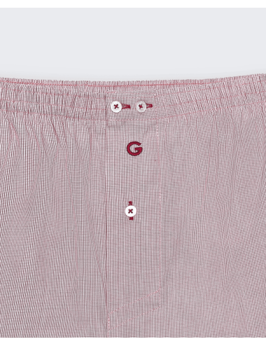 Bóxer de tela básico para hombre a cuadros en rojo y blanco - Boxer vent