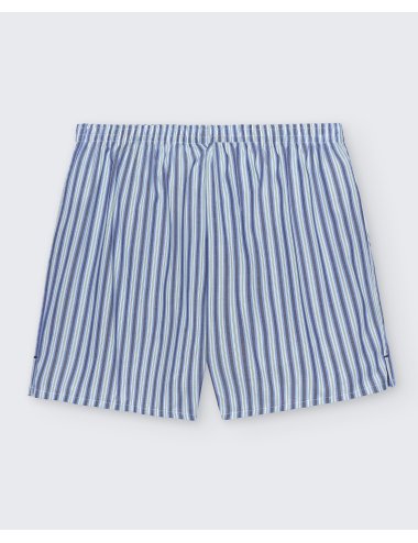 Pack de dos bóxers de tela para hombre de 100% algodón raya azul/cuadro azul - Pack 143