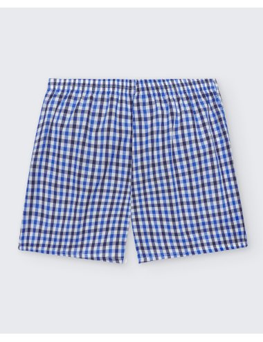 Pack de dos bóxers de tela para hombre de 100% algodón cuadro azul/raya azul - Pack 142
