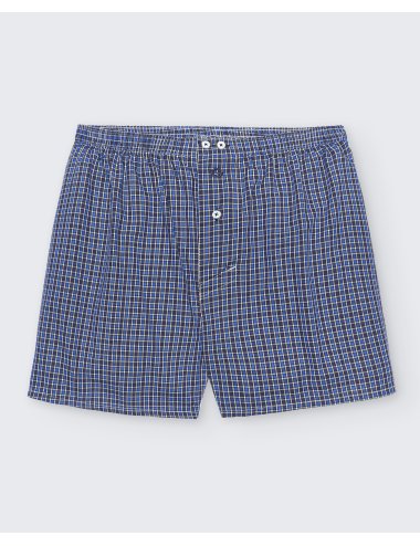Pack de dos bóxers de tela para hombre de 100% algodón cuadro azul marino/cuadro azul - Pack 147