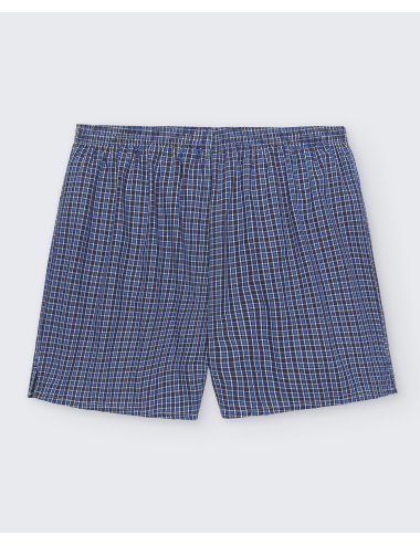 Pack de dos bóxers de tela para hombre de 100% algodón cuadro azul marino/cuadro azul - Pack 147