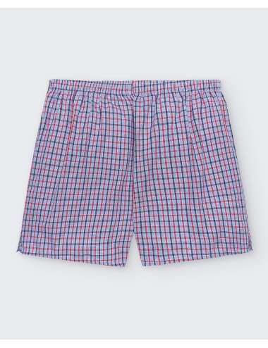 Pack de dos bóxers de tela para hombre de 100% algodón cuadro azul y rojo/ cuadro azul - Pack 151