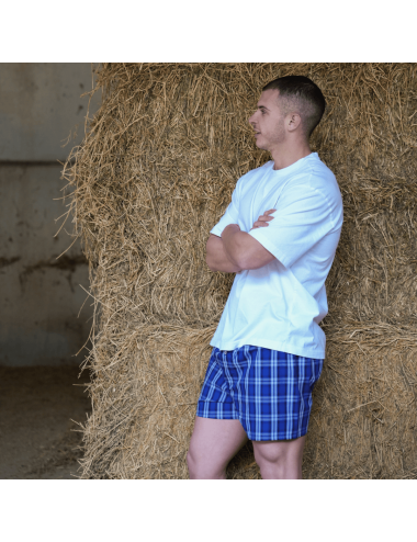 Woven Boxer Pants Blue check | Men's underwear | Quality and comfort | Gower Boxer