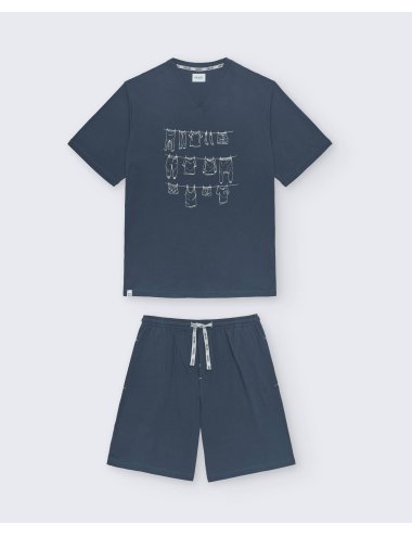 Pijama Punto Corto Hombre estampado Giulio | Comodidad y frescura | Pijama Rimont
