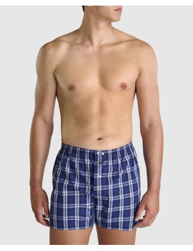 Bóxer de tela cuadros grandes azul hombre Giulio | Calzoncillos cómodos | Calidad asegurada | Bóxer Gower