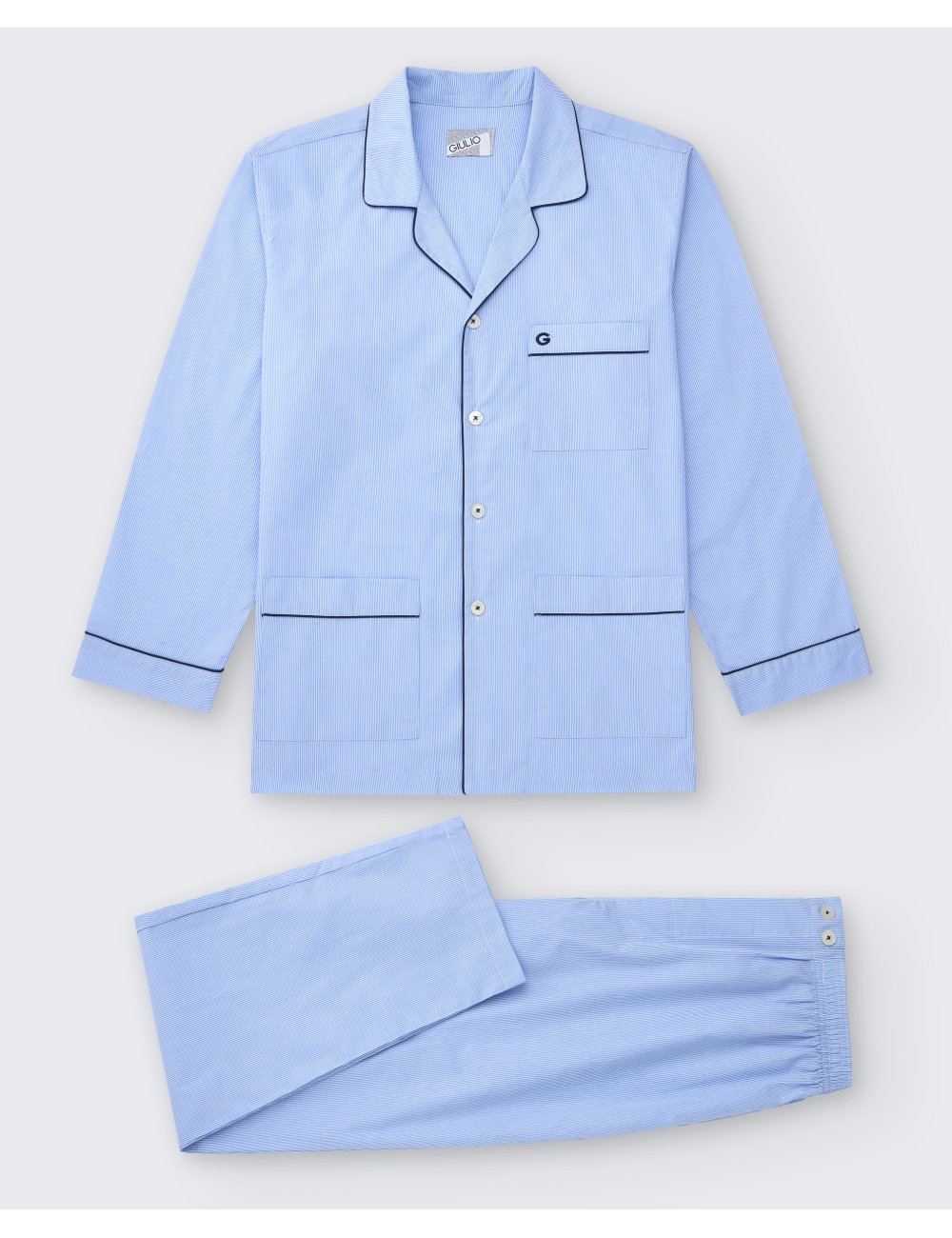 Pijama camisero largo clásico de hombre con diseño a rayas a la plana en azul celeste | Pijama camisero Best Pijama camisero largo clásico de hombre con diseño a rayas a la plana en azul celeste | Pijama camisero Best