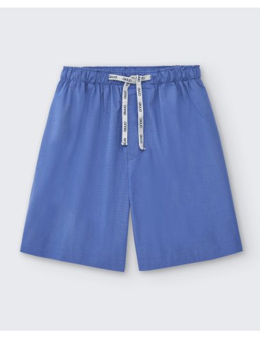 Pijama camisero corto clásico de hombre con diseño fil a fil a la plana en azul | Pijama camisero Fil a fil