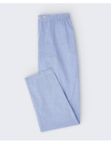 Pijama camisero largo clásico de hombre con diseño cuadro pequeño a la plana en azul | Pijama camisero Vent