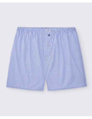 Pack de dos bóxers de tela para hombre de 100% algodón raya azul y fucsia / cuadro morado - Pack 138