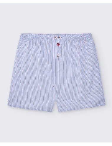 Pack de dos bóxers de tela para hombre de 100% algodón raya azul/cuadro azul y amarillo - Pack 139