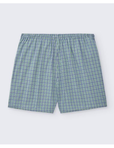 Pack de dos bóxers de tela para hombre de 100% algodón cuadro verde y azul / cuandro verdes y morados - Pack 144