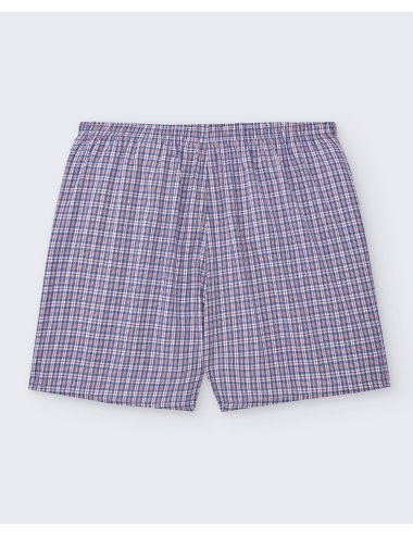Pack de dos bóxers de tela para hombre de 100% algodón cuadro azul y rojo / cuadro celeste y blanco - Pack 146