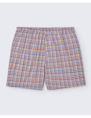 Pack de dos bóxers de tela para hombre de 100% algodón cuadro azul y amarillo/ cuadro azul y naranja - Pack 149
