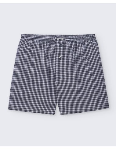 Pack de dos bóxers de tela para hombre de 100% algodón cuadro azul marino y blanco / cuadro rojo y blanco - Pack 150