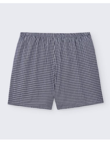 Pack de dos bóxers de tela para hombre de 100% algodón cuadro azul marino y blanco / cuadro rojo y blanco - Pack 150