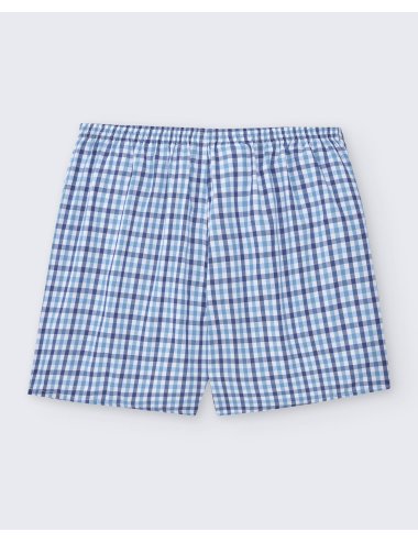 Pack de dos bóxers de tela para hombre de 100% algodón cuadro azul y blanco/ cuadro azul medio - Pack 152