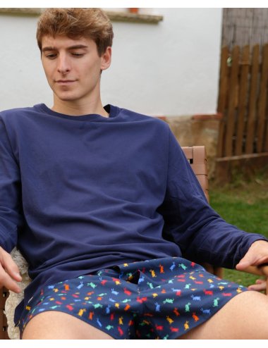 Bóxer de tela estampado dibujo conejos en azul marino hombre Giulio | Calzoncillos cómodos | Calidad asegurada | Bóxer Rabbit