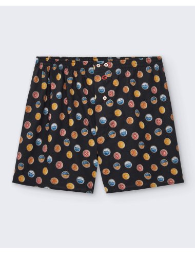 Bóxer de tela estampado dibujo chapas en negro hombre Giulio | Calzoncillos cómodos | Calidad asegurada | Bóxer Sirac