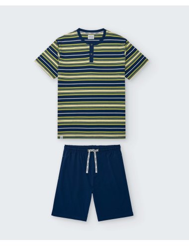 Pijama Corto Hombre de Punto con Rayas Giulio | Confort y frescura | Pijama Pegus