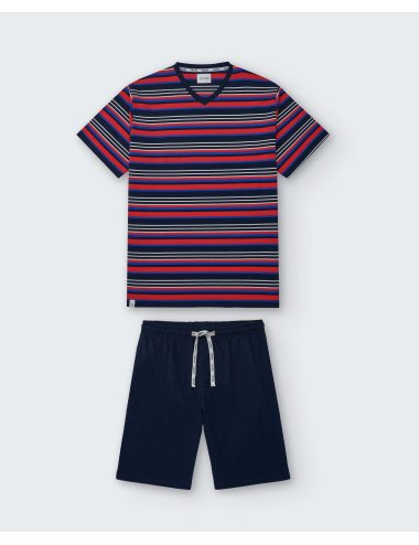 Pijama Corto Hombre de Punto con Rayas Giulio | Confort y frescura | Pijama Riley