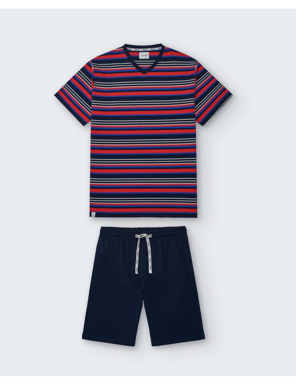 Pijama Corto Hombre de Punto con Rayas Giulio | Confort y frescura | Pijama Riley Pijama Corto Hombre de Punto con Rayas Giulio | Confort y frescura | Pijama Riley