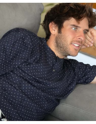 Pijama Corto de Punto para hombre con lunares en Azul Marino Giulio | Sencillez y comodidad | Pijama Savoy