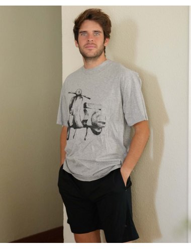Pijama Corto de Punto para hombre con dibujo Moto en Gris y Negro Giulio | Modernidad y comodidad | Pijama Scooter