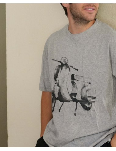 Pijama Corto de Punto para hombre con dibujo Moto en Gris y Negro Giulio | Modernidad y comodidad | Pijama Scooter