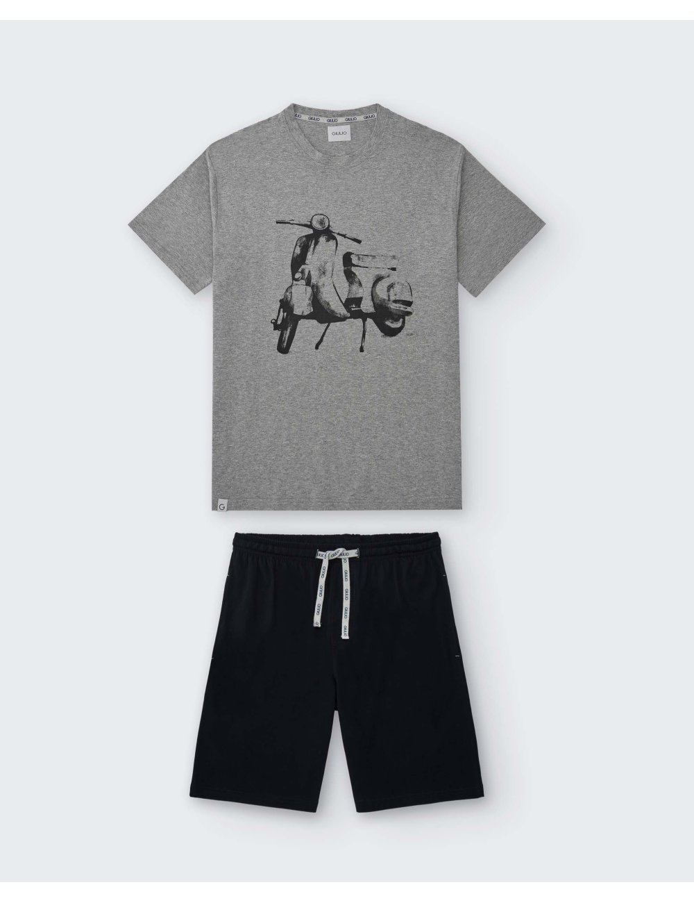 Pijama Corto de Punto para hombre con dibujo Moto en Gris y Negro Giulio | Modernidad y comodidad | Pijama Scooter Pijama Corto de Punto para hombre con dibujo Moto en Gris y Negro Giulio | Modernidad y comodidad | Pijama Scooter