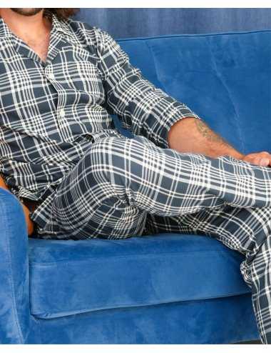 Pijama hombre largo Dean de algodón 100% cuadros | Giulio
