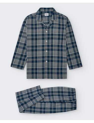 Pijama hombre largo Dean de algodón 100% cuadros | Giulio