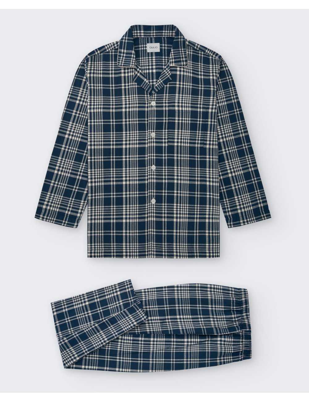 Pijama hombre largo Dean de algodón 100% cuadros | Giulio