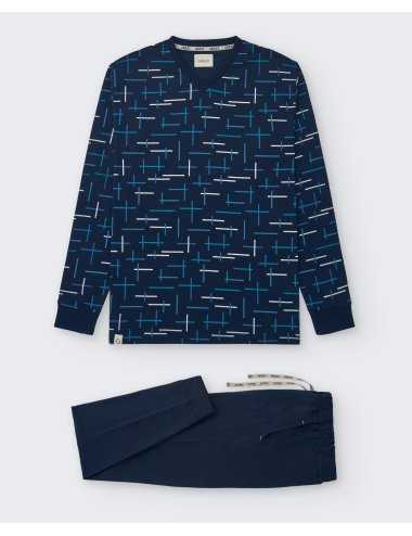Pijama largo de punto estampado para hombre. Modelo Toler | Giulio