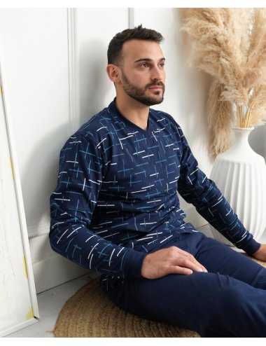 Pijama largo de punto estampado para hombre. Modelo Toler | Giulio