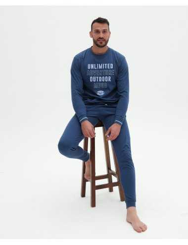 Pijama largo de punto estampado para hombre en 100% Algodón. Modelo Colson | Giulio