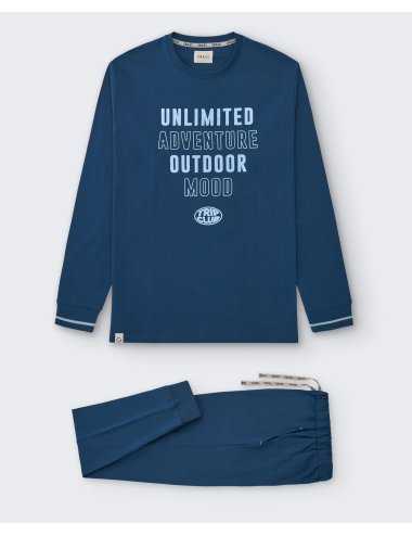 Pijama largo de punto estampado para hombre en 100% Algodón. Modelo Colson | Giulio