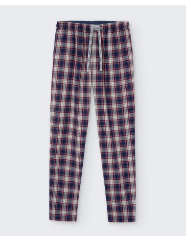 Men’s flannel pyjama trousers blue and burgundy check Bedmon| Giulio