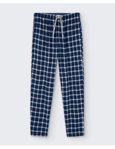 Men’s flannel pyjama trousers blue check Cotet| Giulio