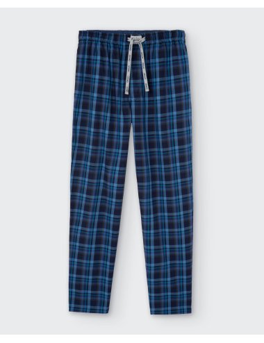 Men’s flannel pyjama trousers blue check Bedmon| Giulio